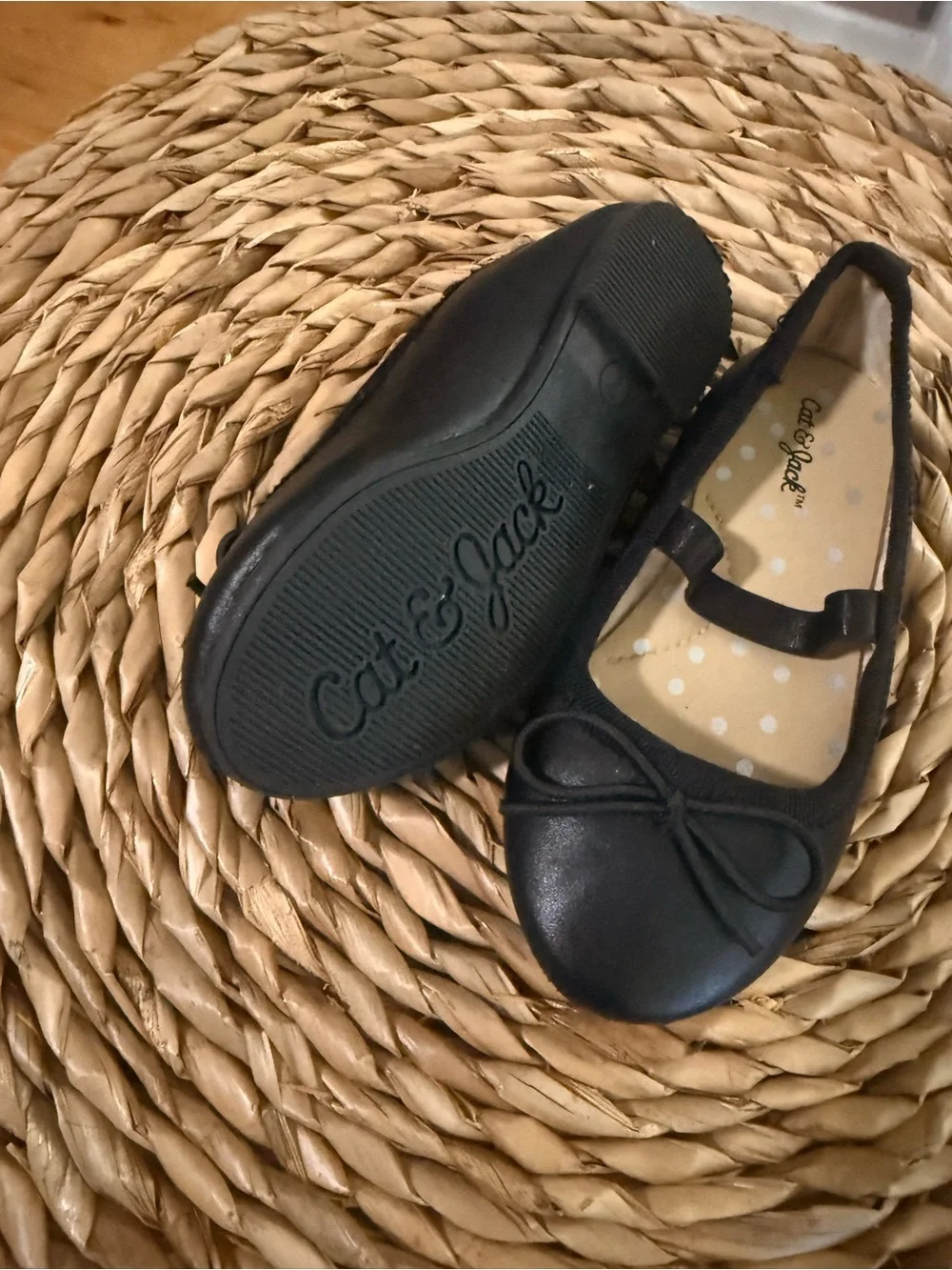 Cat & Jack Black Girls' Ballet Flats with Bow